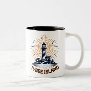 Caneca De Café Em Dois Tons Tybee Island Georgia Lighthouse Sunrise