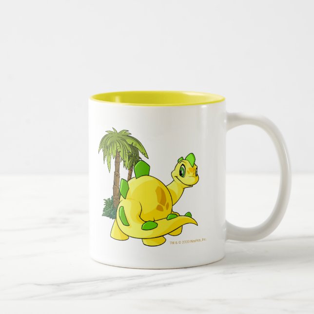 Caneca De Café Em Dois Tons Tyrannian Chomby amarelo que olha (Direita)