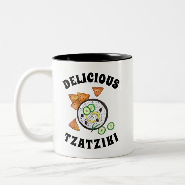 Caneca De Café Em Dois Tons Tzatziki Grécia Meze Dip Comida Mediterrâneo (Esquerda)