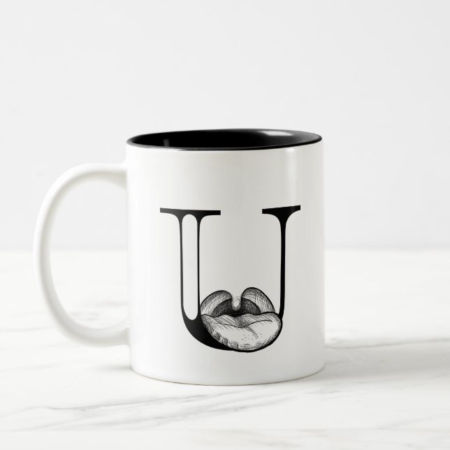 Caneca De Café Em Dois Tons U é para Uvula (caneca) (Esquerda)