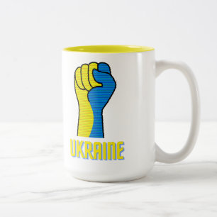 Caneca De Café Em Dois Tons Ucrânia - Sinal de Punho Defiante