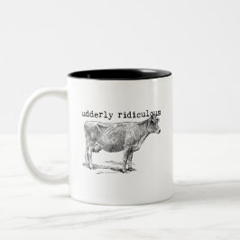 Caneca De Café Em Dois Tons Udderly Ridiculous Punny Cow