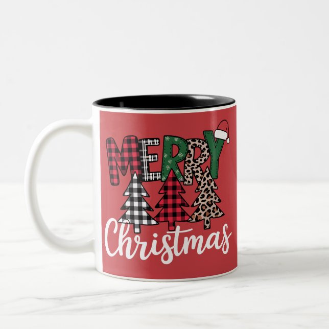 Caneca De Café Em Dois Tons Ugly Xmas Merry and Bright Christmas Tree Santa  (Esquerda)
