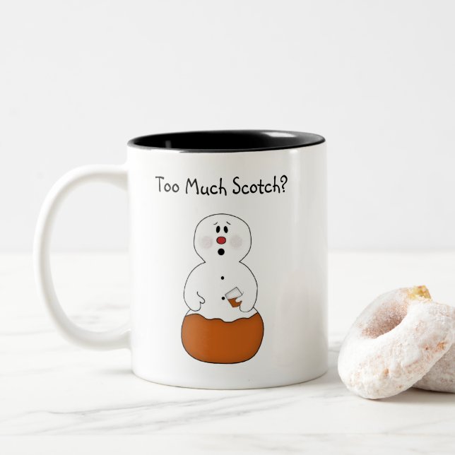 Caneca De Café Em Dois Tons Uísque demais Snowman Mug (Com Donut)