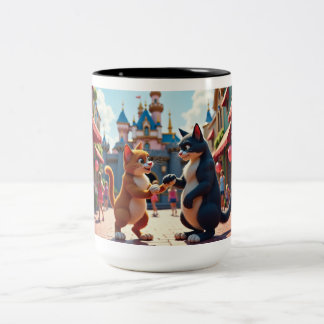 Caneca De Café Em Dois Tons Uísques e Desejos: Felinos Felinos Felinos Felinos