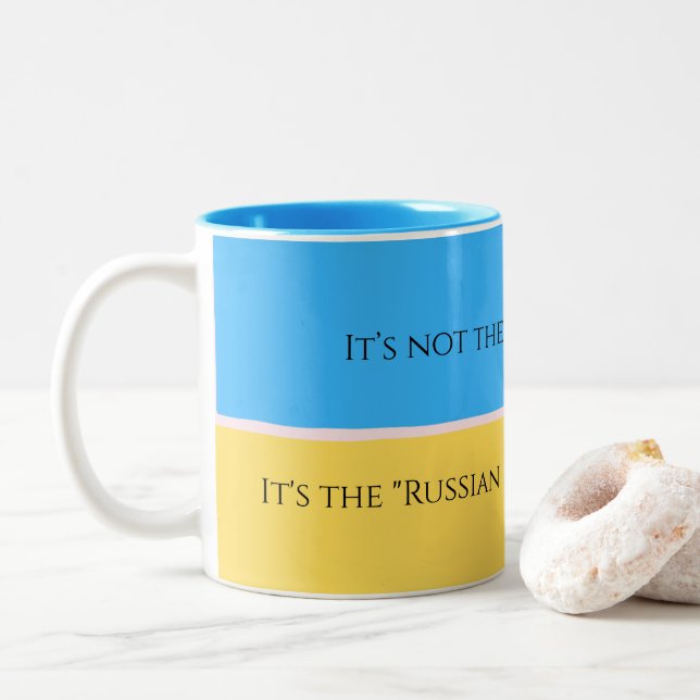 CANECA DE CAFÉ EM DOIS TONS UKRAINE FLAG MUG (Com Donut)