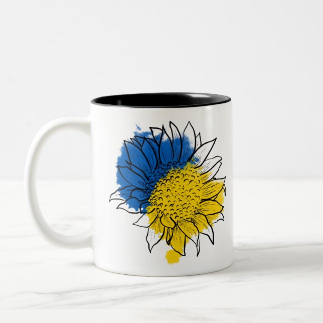 Caneca De Café Em Dois Tons Ukraine Support Sunflower (Esquerda)