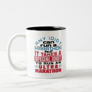 Caneca De Café Em Dois Tons Ultramaratona de Maratona Qualquer Idiota Pode Exe