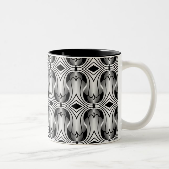 Caneca De Café Em Dois Tons Ultramod Art Deco Mug, Prata (Direita)