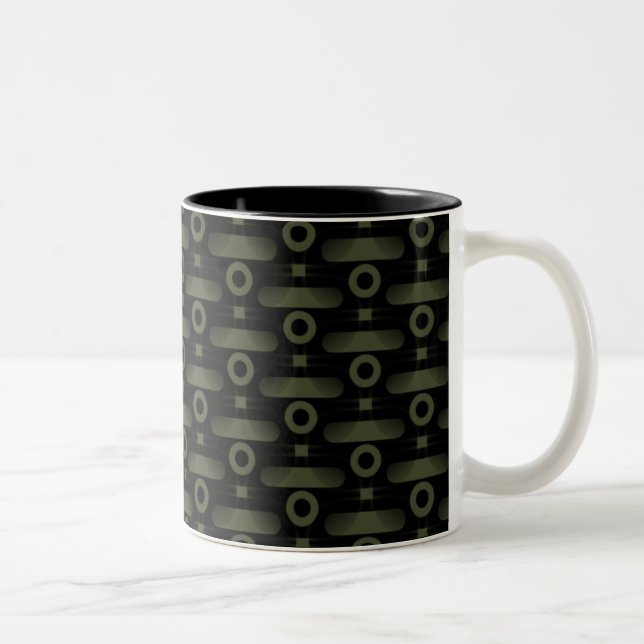 Caneca De Café Em Dois Tons Ultramodern Abstrato Mug, Verde-Oliva (Direita)