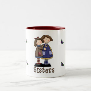 Caneca De Café Em Dois Tons Um abraço das irmãs