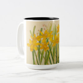 Caneca De Café Em Dois Tons Um Anfitrião de Daffodils