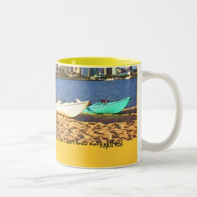 Caneca De Café Em Dois Tons … um banho quente - citações de Sylvia Plath (Direita)