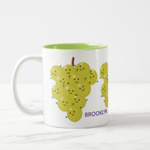 Caneca De Café Em Dois Tons Um belo cacho engraçado de desenho animado de uva