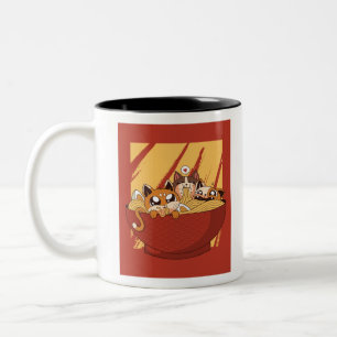 Caneca De Café Em Dois Tons Um Cheio de Bowl de Noodles e Kittens