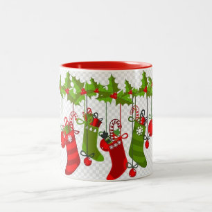 CANECA DE CAFÉ EM DOIS TONS UM "CHRISTMAS STOCKINGS MUG" MUITO ESPECIAL