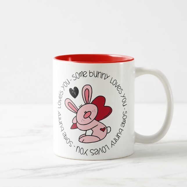 Caneca De Café Em Dois Tons Um Coelhinho Te Ama (Direita)