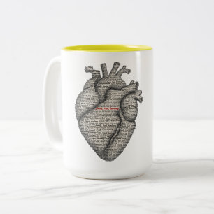 Caneca De Café Em Dois Tons Um Coração Cheio de Palavras