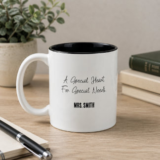 Caneca De Café Em Dois Tons Um Coração Especial Para Educador de Necessidades