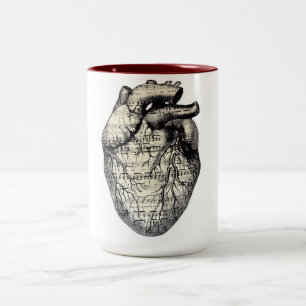 Caneca De Café Em Dois Tons Um coração musical
