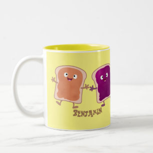 Caneca De Café Em Dois Tons Um desenho animado com manteiga de amendoim e gele