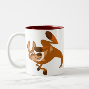 Caneca De Café Em Dois Tons Um desenho animado de canguru.