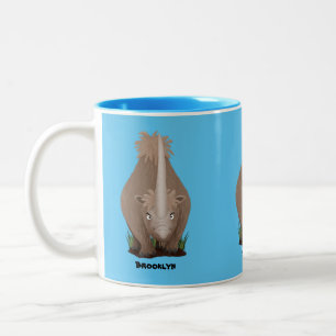 Caneca De Café Em Dois Tons Um desenho animado de Rinoceronte elasmotherium