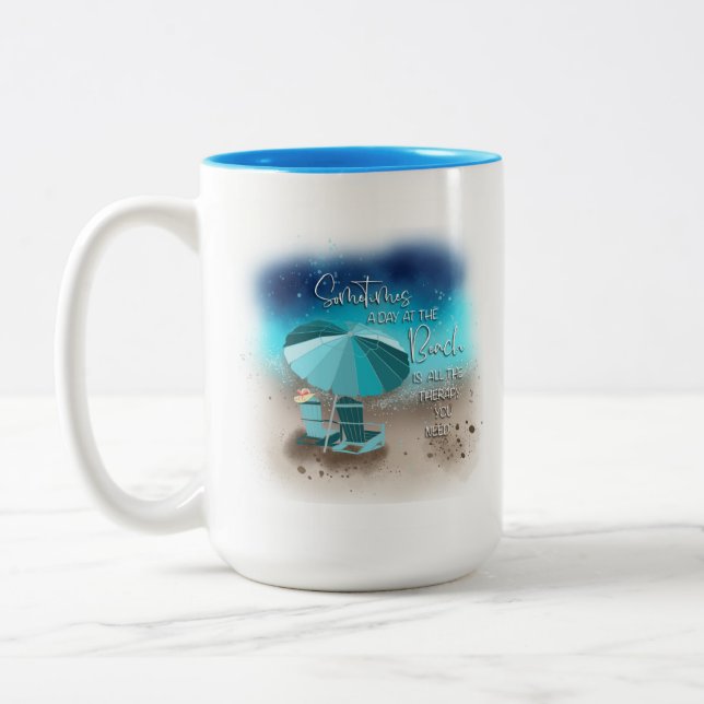 Caneca De Café Em Dois Tons Um Dia Na Praia (Esquerda)