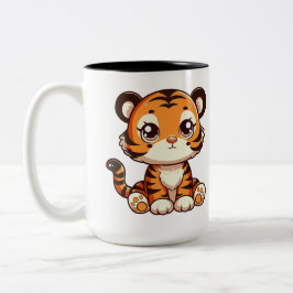 Caneca De Café Em Dois Tons Um filhote de tigre bonito sentado