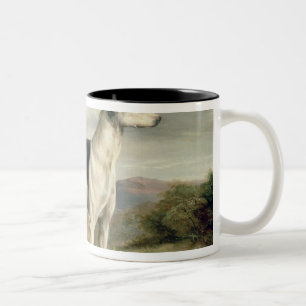 Caneca De Café Em Dois Tons Um galgo em uma paisagem montanhosa