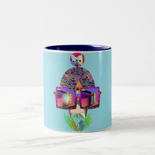 Caneca De Café Em Dois Tons Um Glint Na Minha Lente Novelty Blue (Centro)
