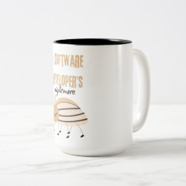 Caneca De Café Em Dois Tons Um inseto bonitinho para desenvolvedores de softwa