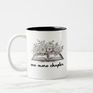 Caneca De Café Em Dois Tons Um Livro Mais Um Capítulo Com Flores 