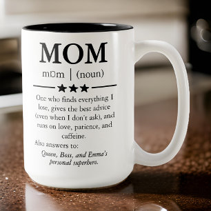 Caneca De Café Em Dois Tons Um nome personalizado, presente para a mãe, presen