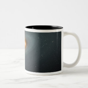 Caneca De Café Em Dois Tons Um par apertado de estrelas e de um disco