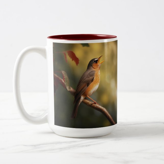 Caneca De Café Em Dois Tons Um pássaro cantando pela manhã (Esquerda)