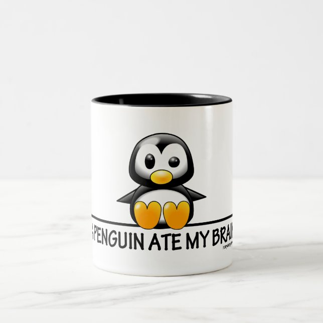 Caneca De Café Em Dois Tons Um pinguim comeu meu cérebro (Centro)