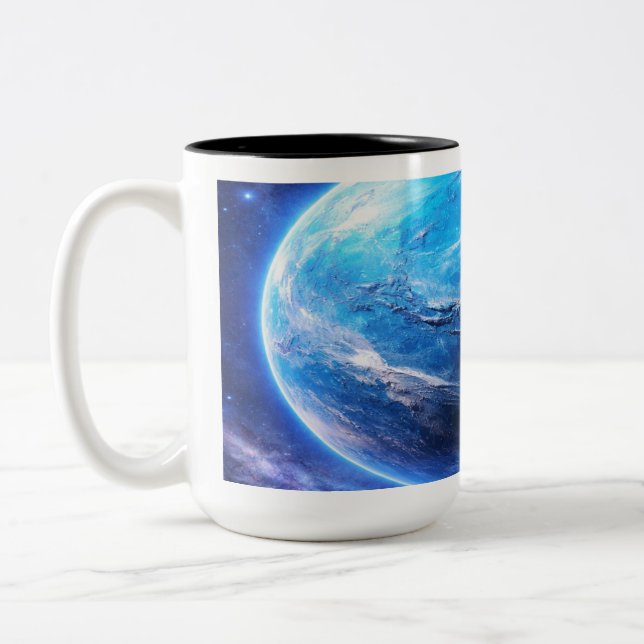 Caneca De Café Em Dois Tons Um Planeta Azul Profundo (Esquerda)
