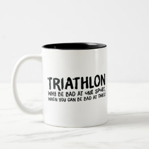 Caneca De Café Em Dois Tons Um presente Triathlon excelente para seu amigo ou
