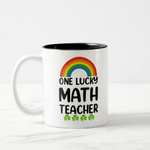 Caneca De Café Em Dois Tons Um Professor de Matemática Sortudo Dia de São Patr