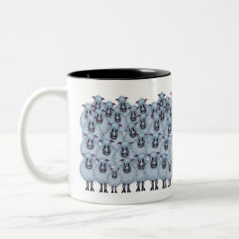 Caneca De Café Em Dois Tons Um Rebanho De Ovelhas Cartoon