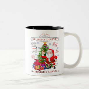 Caneca De Café Em Dois Tons Um Serviço noturno de entrega de Natal muito feliz