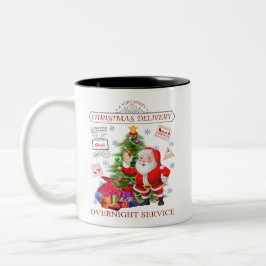 Caneca De Café Em Dois Tons Um Serviço noturno de entrega de Natal muito feliz