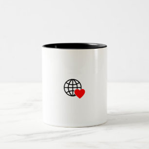 Caneca De Café Em Dois Tons Um símbolo vermelho do coração criado com linhas s