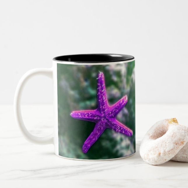 Caneca De Café Em Dois Tons Um Starfish Roxo (Com Donut)