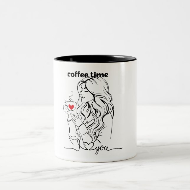Caneca De Café Em Dois Tons Um tempo bonito de café (Centro)