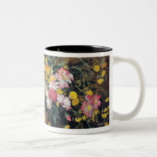 Caneca De Café Em Dois Tons Um vaso das flores