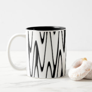 Caneca De Café Em Dois Tons Uma Arte Moderna de Linha Energética de Abstrato