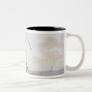 Caneca De Café Em Dois Tons Uma canoa da navigação de Otaheite