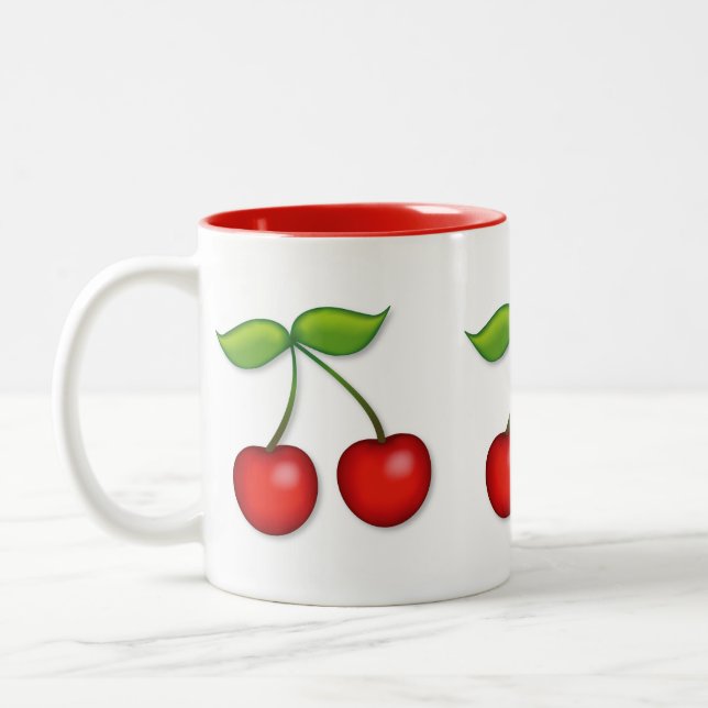 Caneca De Café Em Dois Tons Uma Cereja Vermelha Cheery (Esquerda)